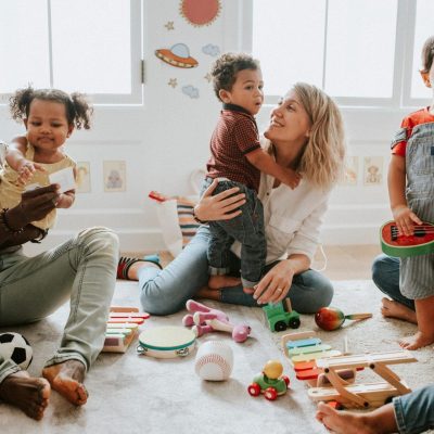 Diverse children enjoying playing with toys
